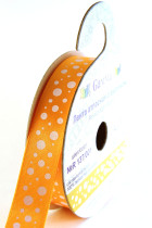 Лента атласная 12 мм ( 1/2 ") с рисунком "Gamma" ФАСОВКА 3 м R 137/001 оранжевый/белый